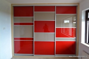 red sliding wardrobe